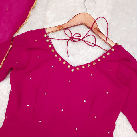 New Beautiful Handwork PINK HANDWORK ANARKALI dress