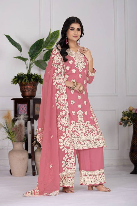 New HEAVY FUAX GEORGEET EMBROIDERY SEQUENCES DESIGNER PARTY WEAR SUIT
