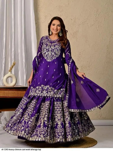 New Premium chinon Silk thread with Sequnce with Fourside lace broder  Dress