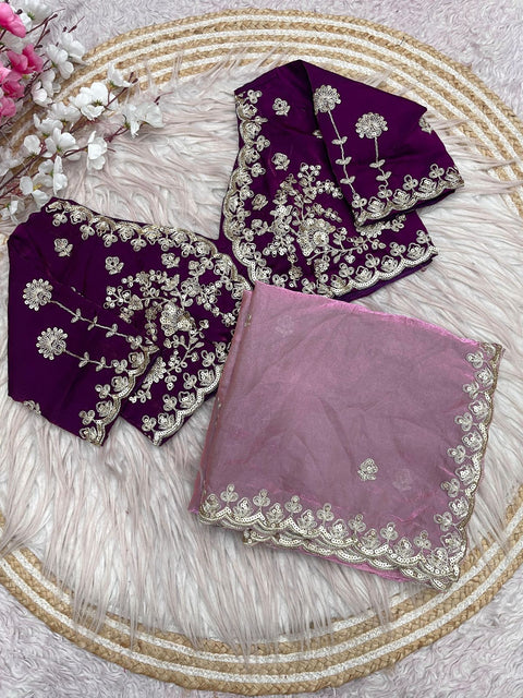 New Coding Embroidery work with Cutwork BorderFendy Satin Silk saree