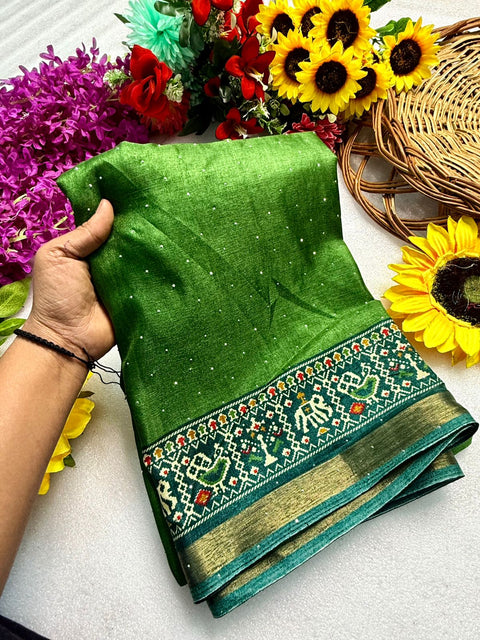 New Premium leriya with patola nd bandhani Original ekkat saree