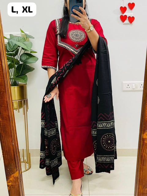 New beautiful  Heavy Cotton handwork weaving and prints Suit Set