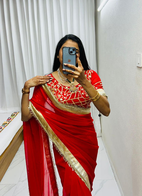 New Premium LaunchOriginal Hand Charkhi Gotta PattiSaree