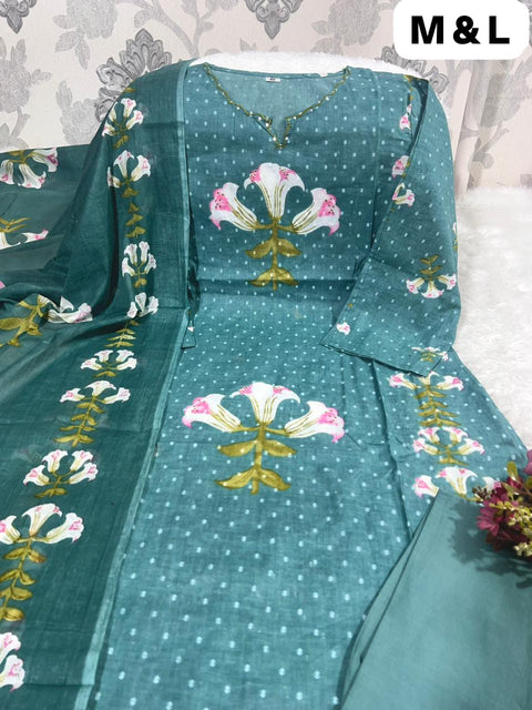 New beautifully floral printed Cotton kurta with subtle hand embroidery