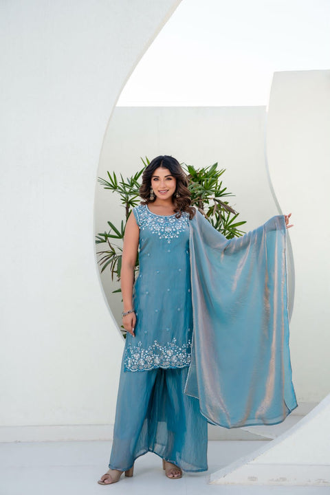 New Ready-Made Kurti , Plazzo And Dupatta