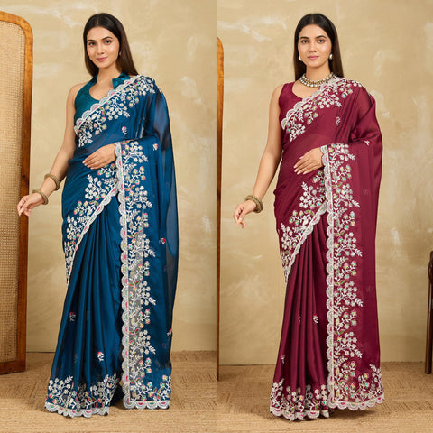 New Beautiful Maharani   Party Wear Soft Rangoli  Silk Saree