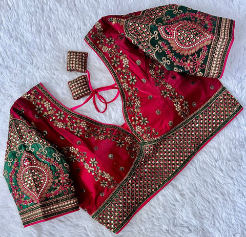 New Beautiful Copper Jari With 4 Sequence Heavy Embroidery Work Blouse