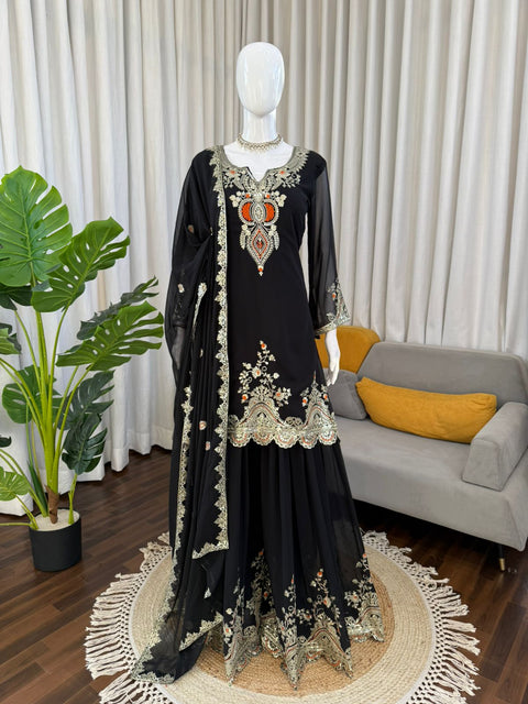 New Crafted in Classy Tones with Premium Fabric & Detailing Elegant Ethnic Wear Designer Sharara Set