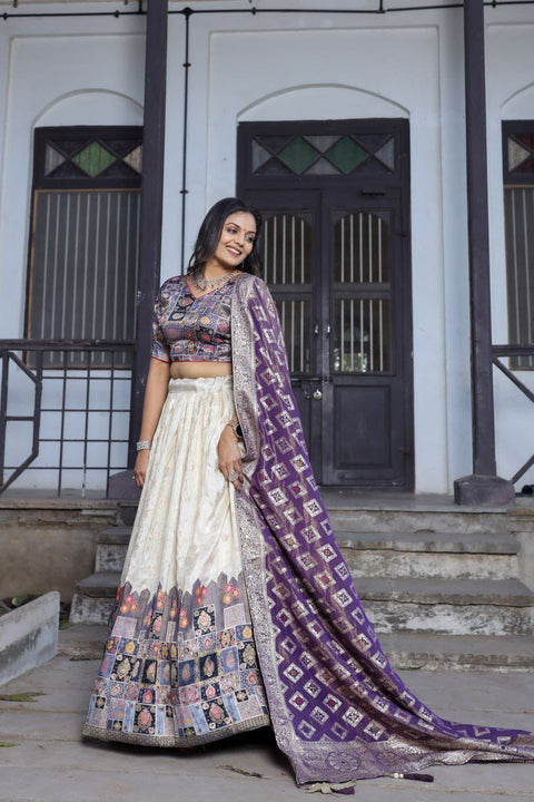 New jecard viscose viscose position print With jecard Touch Up  lehenga