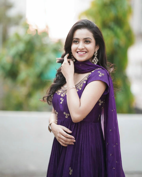 New Presents Royal Purple colorelegance with Kediya style Chinon Silk Sharara set