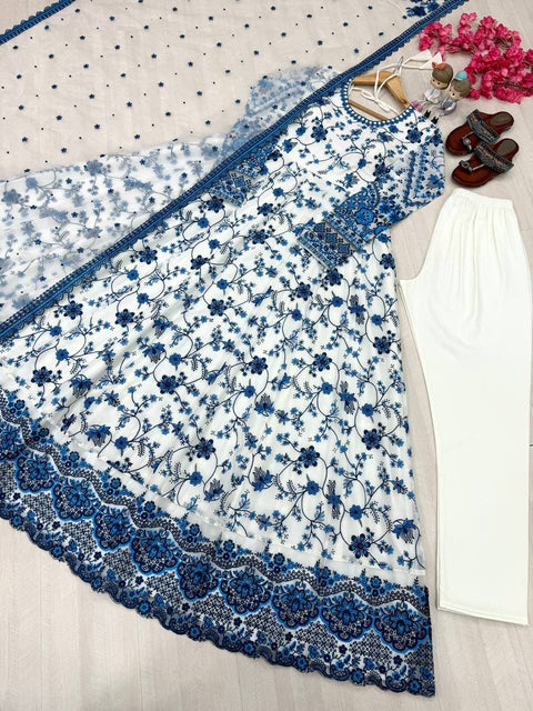 New Party Wear Look Heavy Faux Georgette Gown,Dupatta & Bottom Set