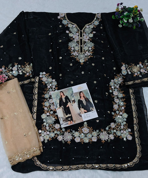 New premium Heavy Jimmy Cho with Embroidery Sequence Work With Moti Plazzo