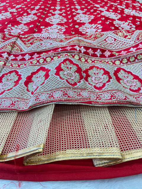 New Premium Malai Satin Embellished With Beautiful Thread Embroidery lehenga