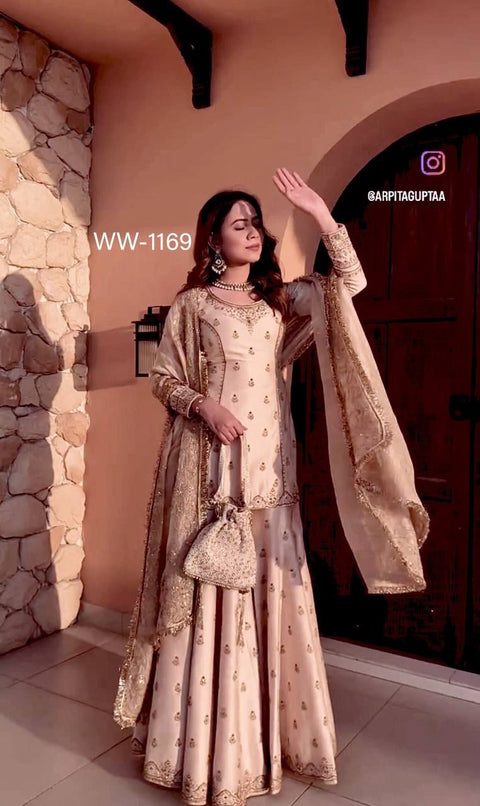 New Cinon Top-Sarara and Dupatta Set Fully Stitched Ready To Wear
