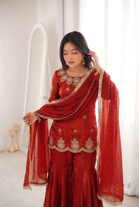 New Premium Embroidery Sequence Work With Zarkan Diamond Work Fully Stitched & Ready to Wear Dres