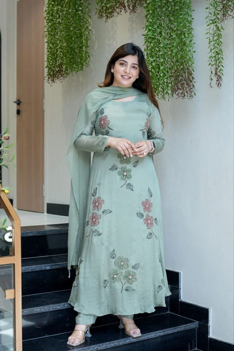 New Party Wear Look Top , Pent, Duppata 3PIECE SUIT