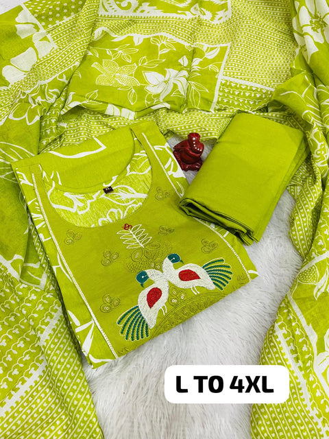 New PURE JAIPURI COTTON KURTI PANT WITH DUPATTA SETS