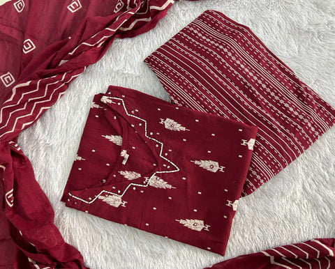 New festival collection Beautiful pure cotton kurti pant dupatta set