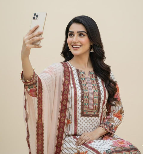New Original Mirror Work Exquisite Muslin Pakistani Suit