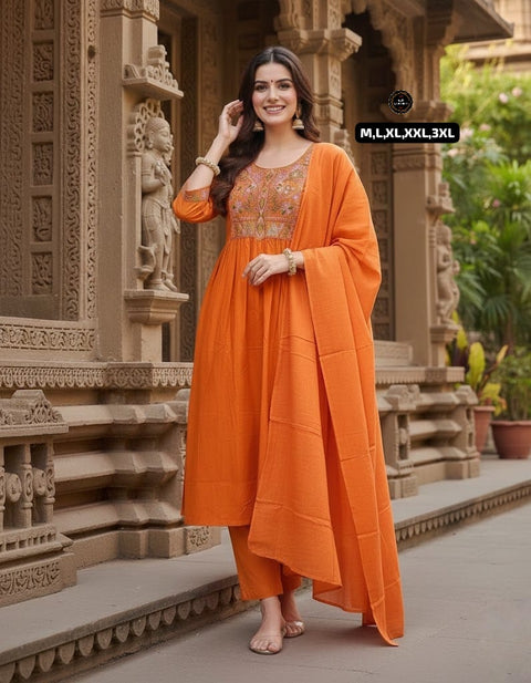 New kurta set with Cotton Pant & Malmal Dupatta with tier pattern