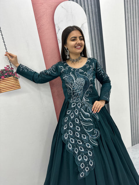 New Heavy Embrodery Sequence Work  Embroidered Gown