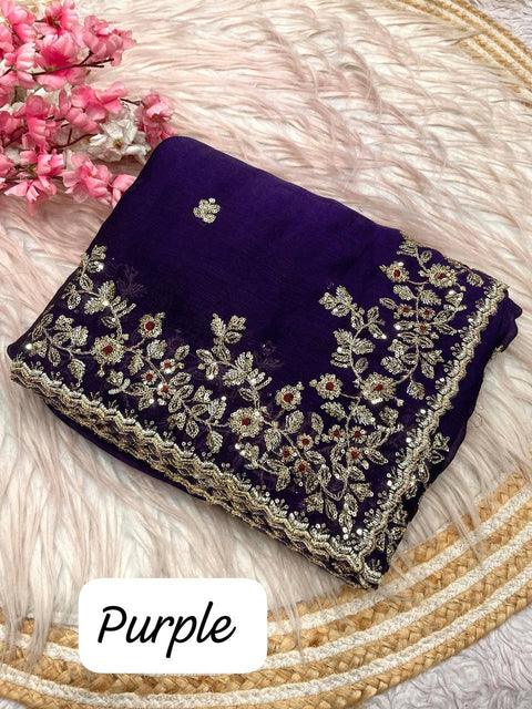 New sequence  coding embroidery work with  Sequence Butti in  Body Parts saree