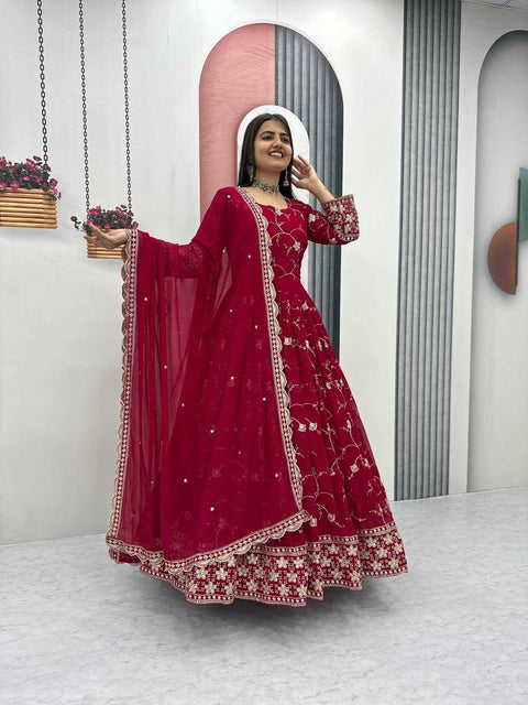 New Launching Partywear Gown & Dupatta Set
