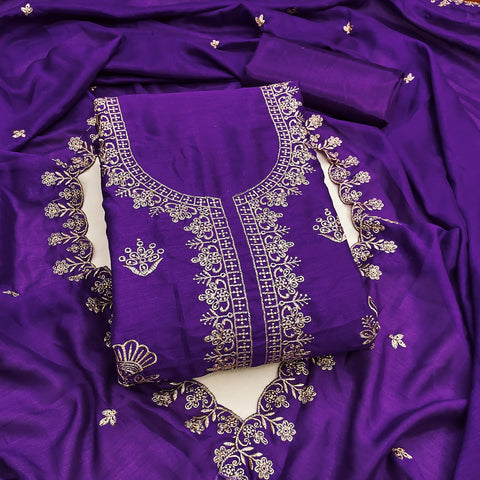 New BEST QUALITY VICHITRA SILK EMBRUDERY WORK Dress