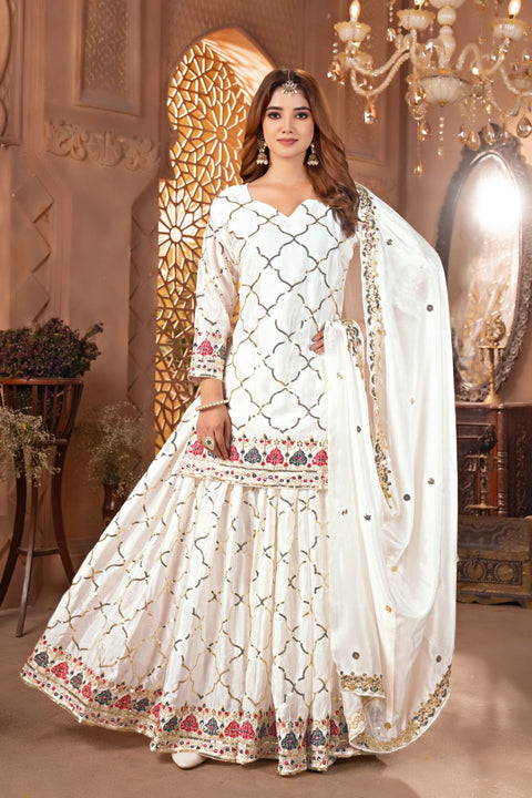 New Designer Party Wear Look Top , Sharara Plazzo  and Dupatta