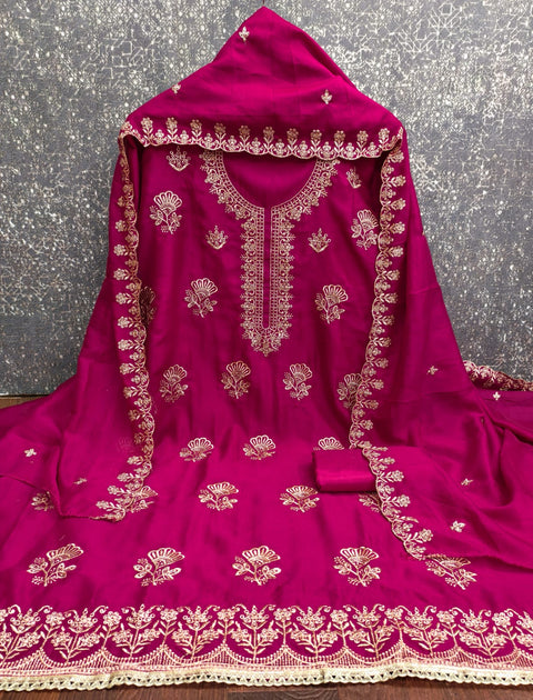 New BEST QUALITY VICHITRA SILK EMBRUDERY WORK Dress