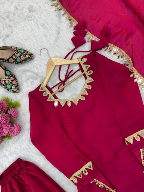 NEW Premium Real Miror Work  FENDY SILK PLAZZO with Duppata