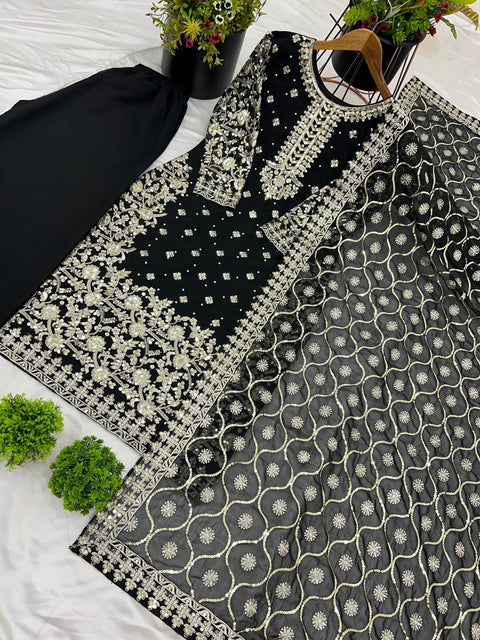 New Designer Party Wear Look Top-Plazzo and Dupatta With Heavy Embroidery Work