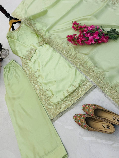New Designer Party Top Pallazo & Dupatta Set