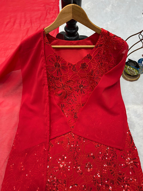 NEW Designer Party Wear Top  And  Plazo With  Duppata
