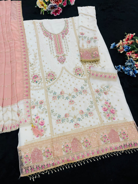 New Multi Thread & Jari With 
 Sequence Embroidery Stich
Khatli Work & Fancy Lace Dress