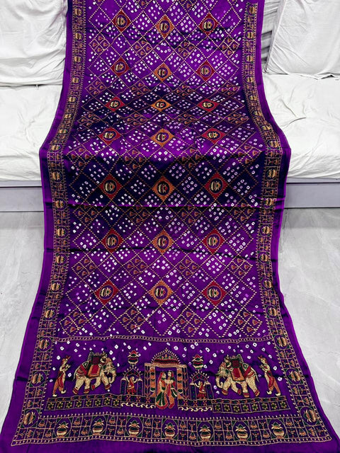 New  Silk Original Bandhani With Gota Embroidery Saree