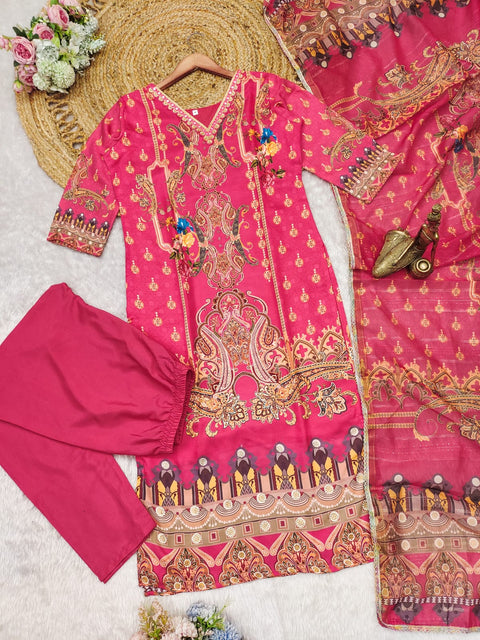 New launching Multicoloured  print with  work and Dupatta