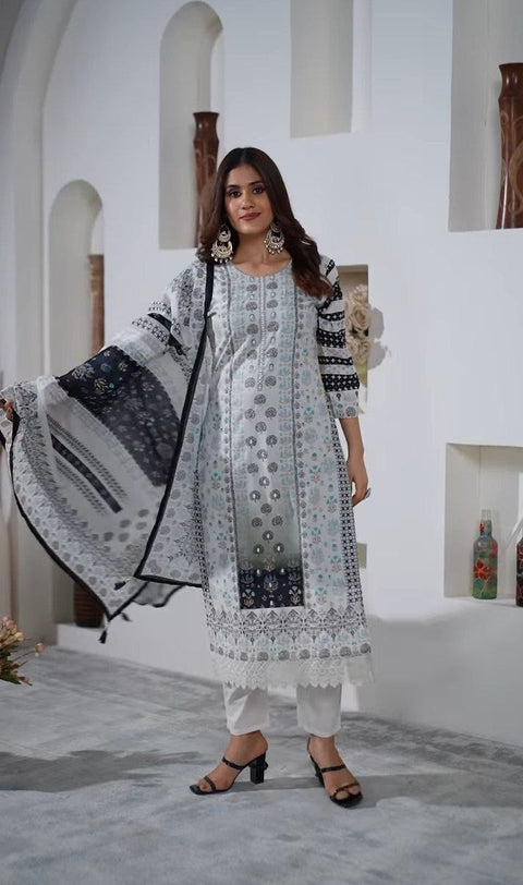 New Premium digital prints Georgette Dupttapair kurti Suit Set