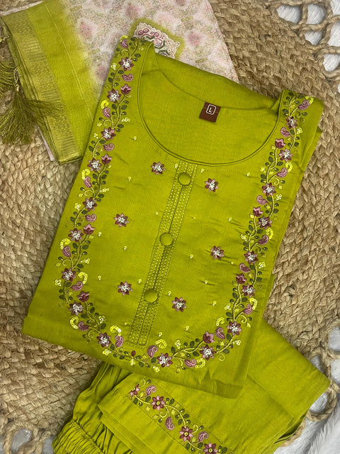 New Multi Embroidery Thread With Hand Work Kurti