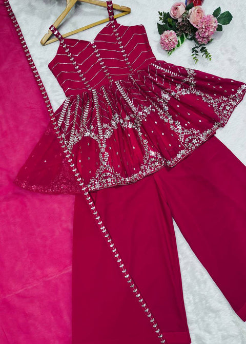 New Premium Sharara Pink SlitSuit Set