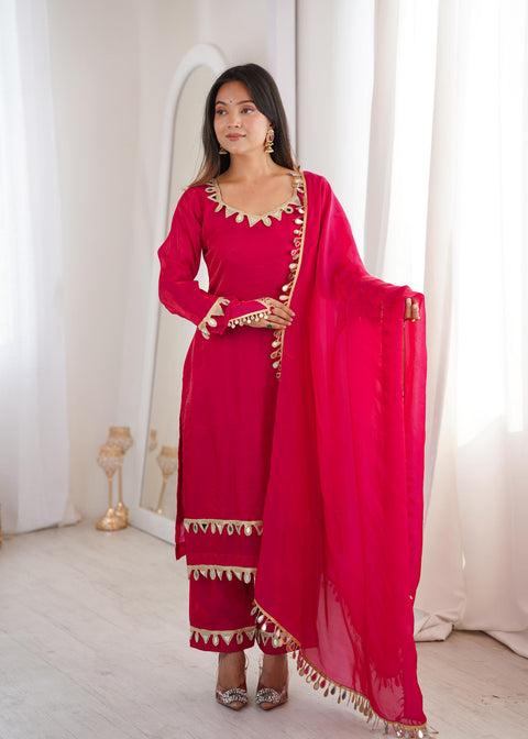 NEW Premium Real Miror Work  FENDY SILK PLAZZO with Duppata