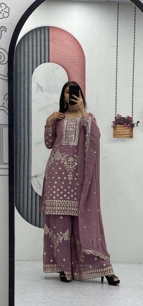 New Designer Party Wear Top Plazzo & Dupatta Set