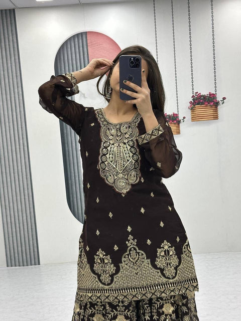 New Designer Party Wear Top Plazzo & Dupatta Set