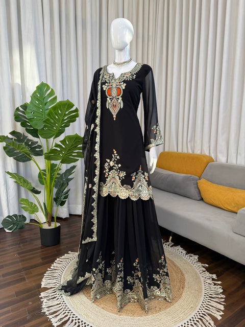 New Crafted in Classy Tones with Premium Fabric & Detailing Elegant Ethnic Wear Designer Sharara Set