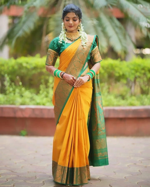 New Beautiful Art Silk Jacquard Border Saree With Unstitched Running Blouse For Women Wedding Wear Party