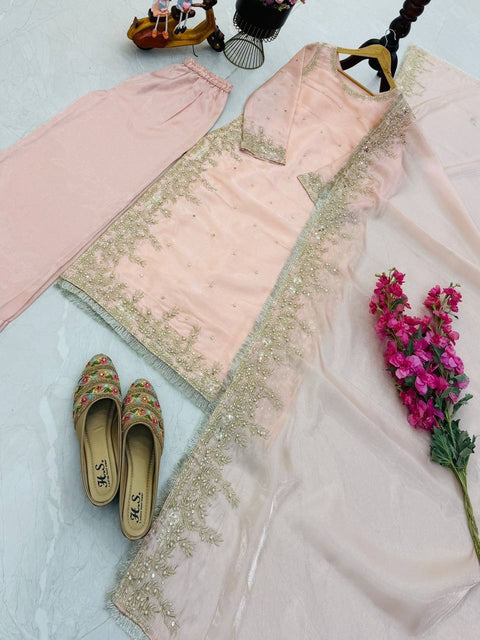 New Designer Party Top Pallazo & Dupatta Set