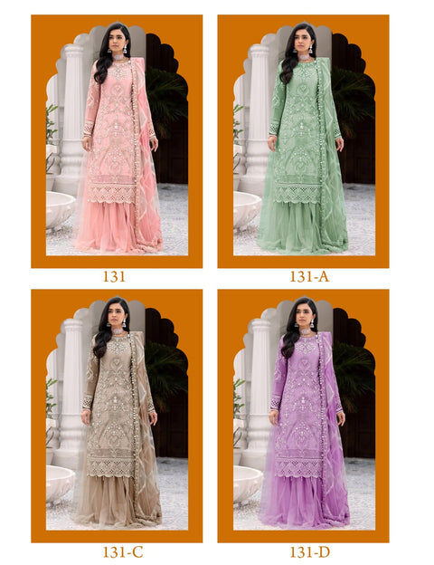 New Pakistani Design Net With Sequence Embroidery Work Dress