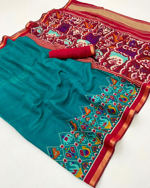 New latest design Soft  silk reach pallu patola  print  & High quality weaving all over saree
