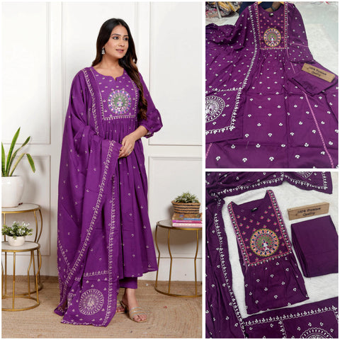New Pure Printed Rayon cotton with Embroidery work in neck and Sleeves and beautiful Nayraa cut