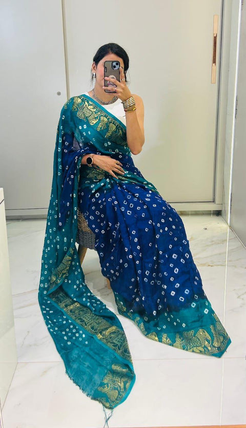 New Bandhani Art Silk With Zari Waving Saree